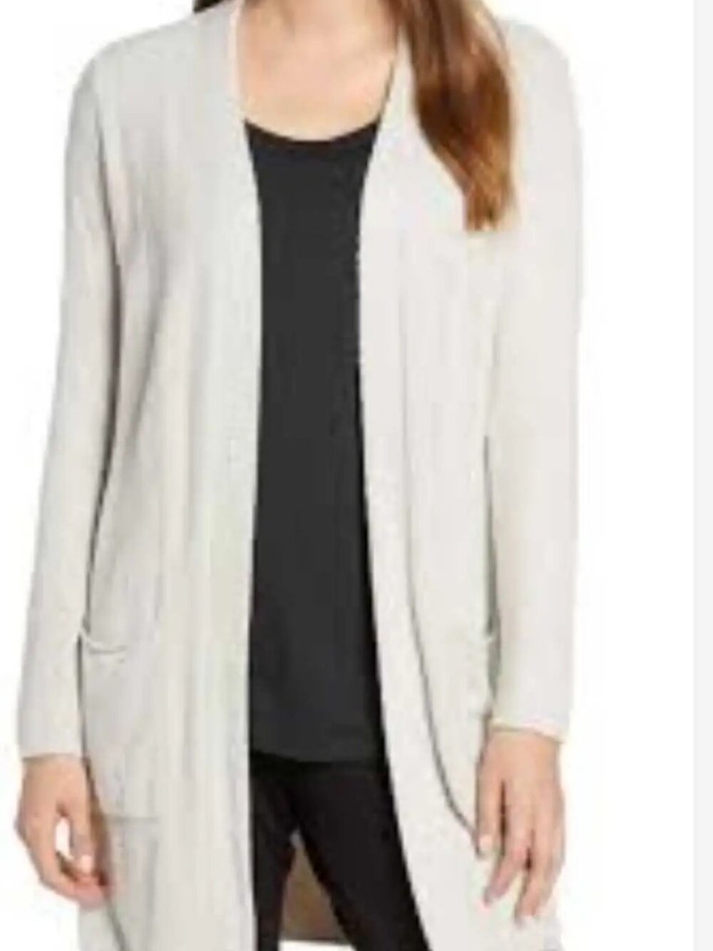 Women's Cream Open Front Cardigan